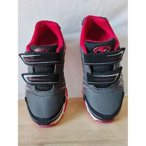 Athletic Works Boys Grey Black Red Double Strap‎ Athletic Sneakers Shoes